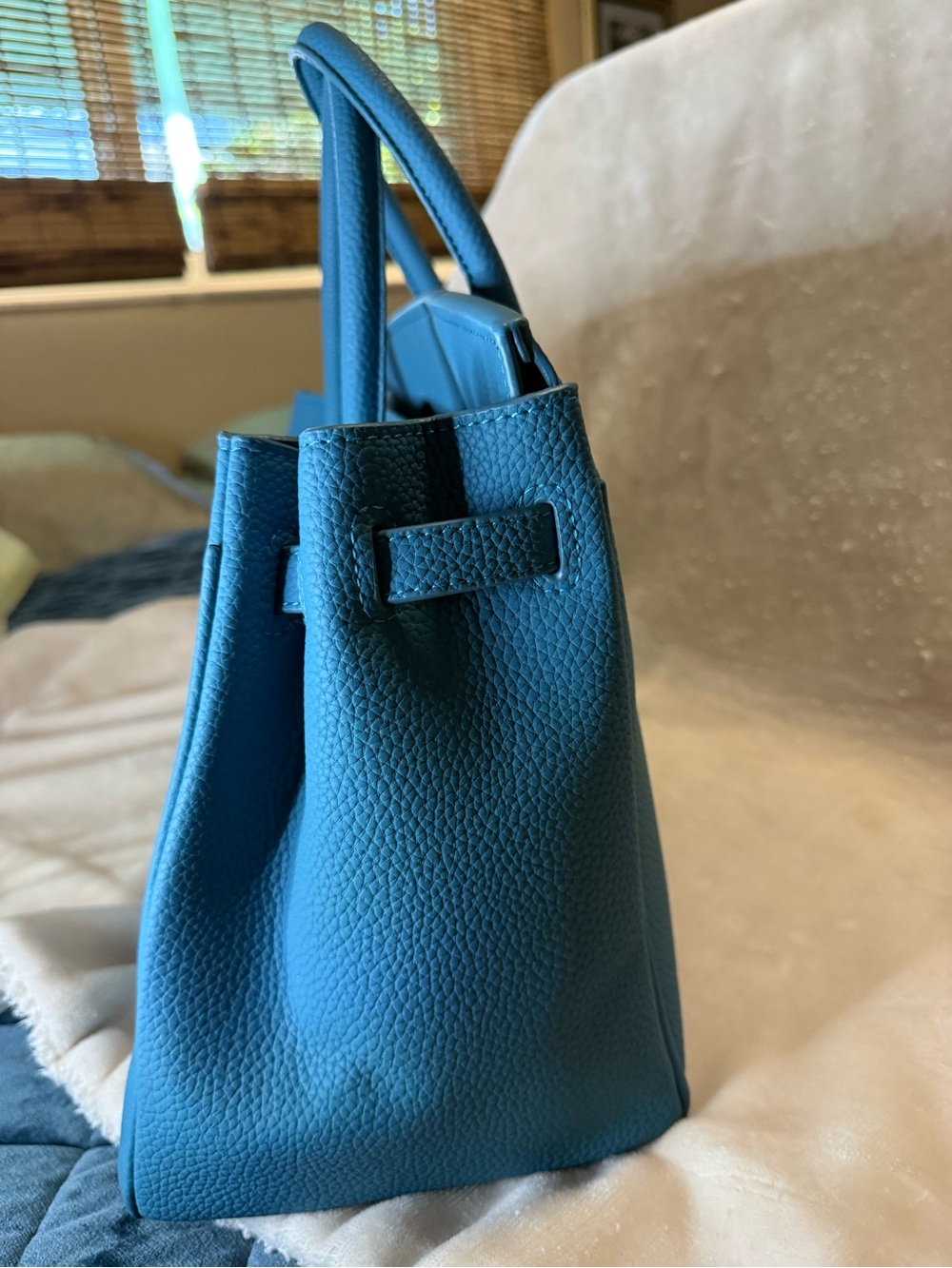 Faux Birkin Satchel with Gold-Tone Hardware - Picture 4 of 10